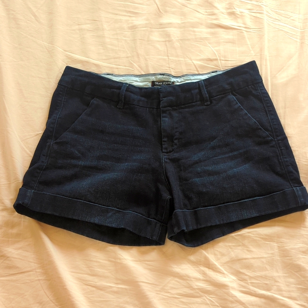Women’s Dear John Cuffed Hampton Middy Dark Denim Trouser Shorts Size 32